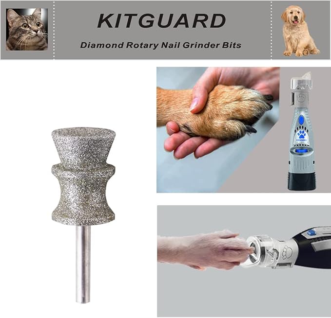 Diamond Dremel Dog Nail Grinder Bits for Rotary Tool-1/8'' Dremel Dog Nail Grinder Attachment-Pet Nail Grinder Bit Work for Animals Nail Care（Large A）
