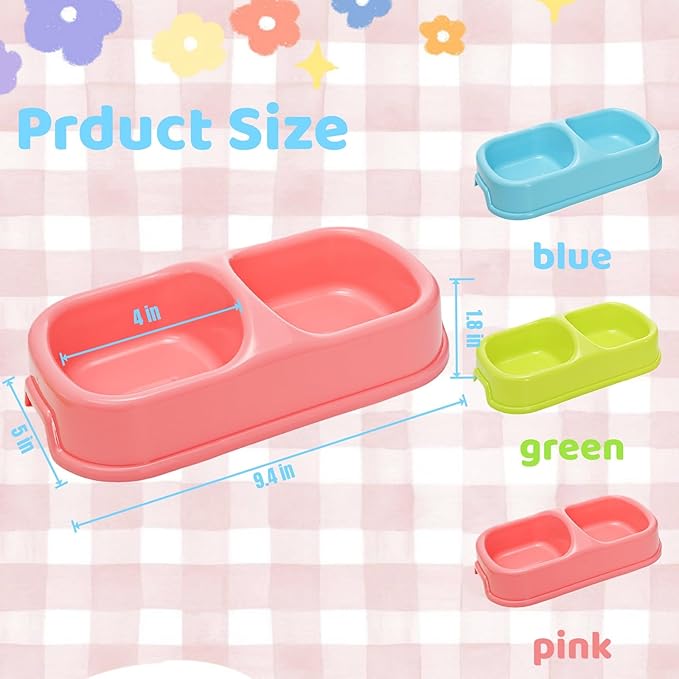 12 Pieces Plastic Double Cat Bowls, Dog Food Water Bowl Set, Puppy Feeding Dish Pet Feeder Bowls Bulk for Kennel Cattery Small Medium Size Pet Supplies, Dishwasher Safe