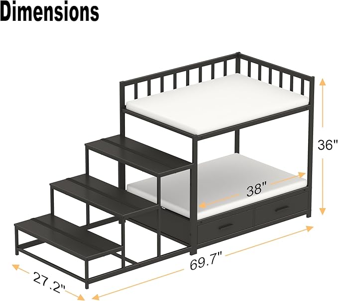 GDLF Dog Bunk Beds for Large Dogs, Dog Bedside Bed with Stairs & Storage, Space-Saving Indoor pet Furniture