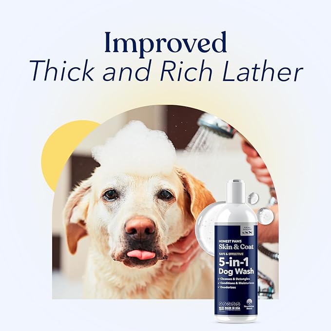Honest Paws Dog Shampoo and Conditioner - Premium Dog Wash for Allergies and Dry, Itchy, Moisturizing for Sensitive Skin - Sulfate Free, Plant Based, All Natural - 8 Fl Oz