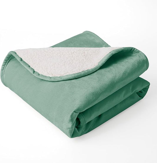 Waterproof Dog Blankets for Large Dogs, Washable Pet Blanket for Indoor Cats, Plush Sherpa Puppy Throw Furniture Protector for Bed Couch Sofa(40"x50",L,Green)