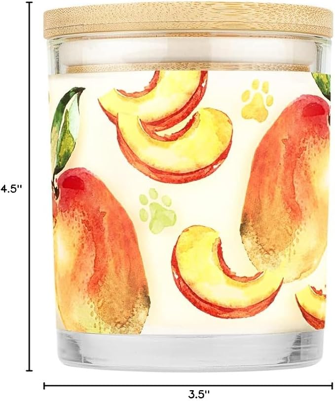 One Fur All Pet House Candle 2 Pack - Plant-Based/Soy - Clean Burning Scented, Long Lasting Pet Odor Candle for Home - Mango Peach