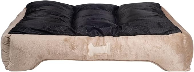 long rich Textiles Classic Solid Rectangle Dog and Pet Bed, Large, Tan/Taupe/Camel by Happycare Textiles, 24"x34"