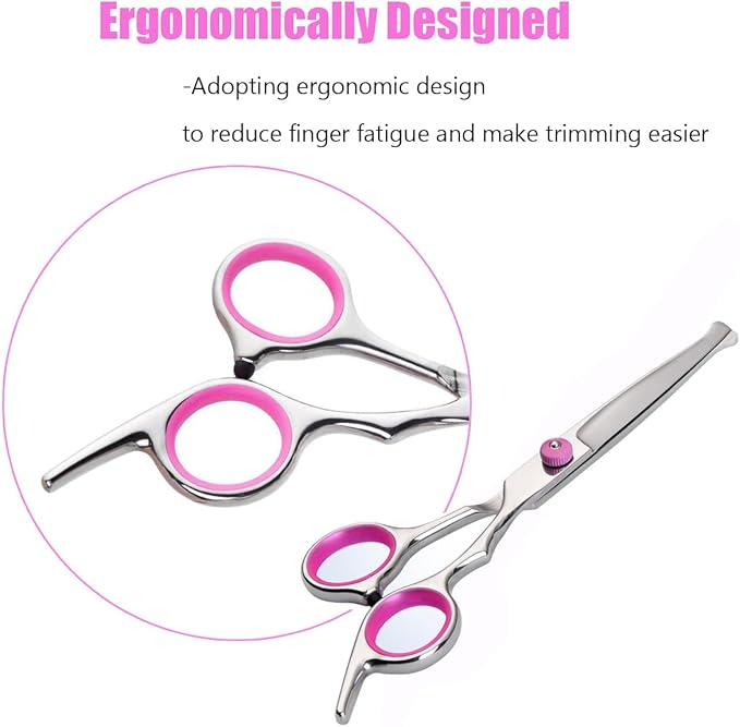 Dog Grooming Scissors,Pet Hair Scissors with Safety Round Tips Heavy Duty Titanium Stainless Steel Professional Dogs Cats Pets Grooming Shears (Round head straight scissors)