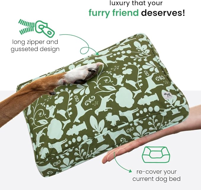 Molly Mutt Small Dog Bed Cover, Amarillo by Morning, Olive Green & Light Blue