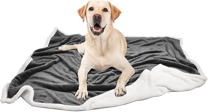 Kritter Planet Dog Blankets for Large Dogs Grey, Soft Fluffy Fleece Pet Blankets for Couch, Sofa, Dog Beds, Car Seats, Creat, Washable, 50x60 inches