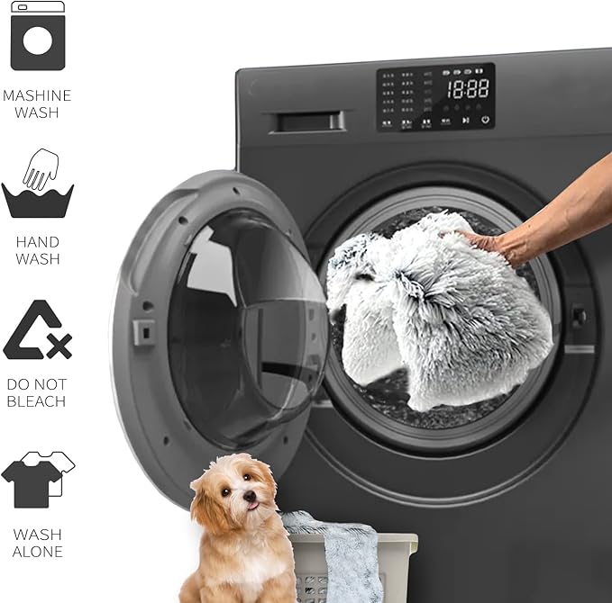 Dogs/Cats Bed Mats, Dog Pad Washable Removable Couch Cover with Anti-Slip Back, Plush Long Fur Mat, Perfect for Small, Medium and Large Dogs.(Light Gray-Bubble, 30"x90")