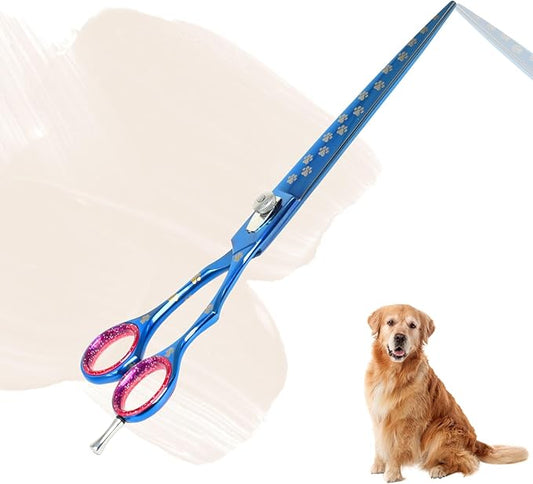 Pet Grooming Scissor Dog Blade scissor Pet Grooming Scissors Dog Hair Cutting Shears with Bag for Professional Right Hand Pet Groomer (Blue Straight, 10.0")