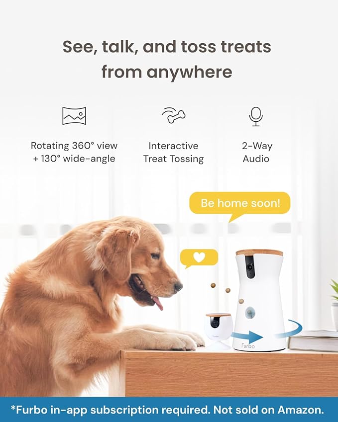 Furbo 360° Dog Camera + Mini (2-Camera Bundle Nanny Pro Subscription): Dog Safety & Home Security Alerts, Pet Camera with Speaker, Phone App & Night Vision (New Subscription Needed at Setup)