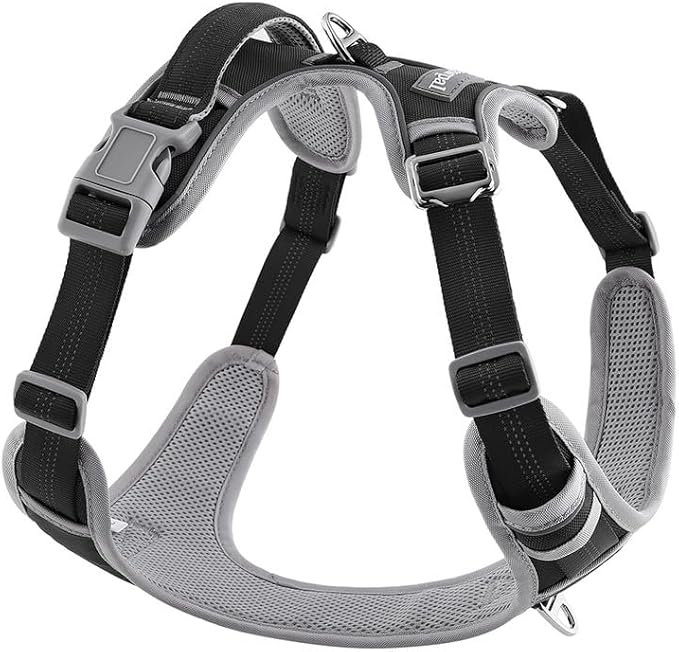 Adjustable Dog Harness - No Pull, Reflective, Soft Padded for Small, Medium, Large Dogs - Includes Leash Black S