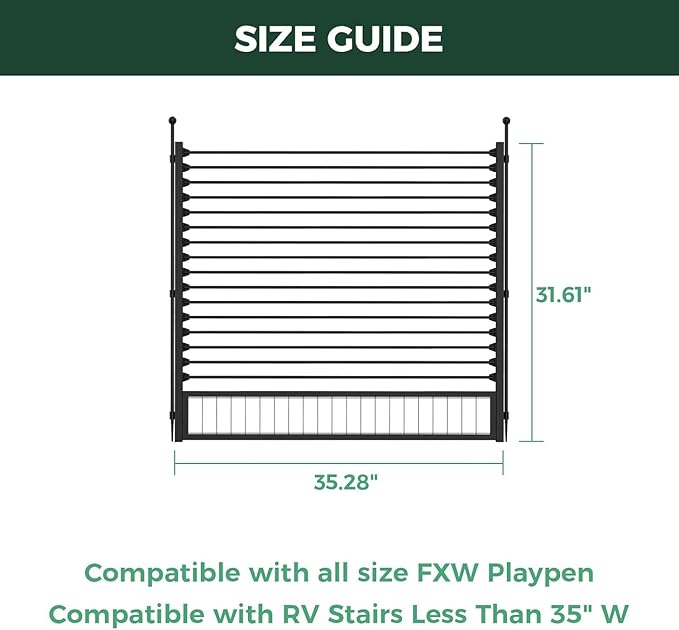 FXW Instant Unleashed Dog Playpen, Portable Pet Fence for Outdoor, RV Trips, and Camping, 24 inch, 48 Panels for Puppy and Small Dogs with RV Step Grid│Patented
