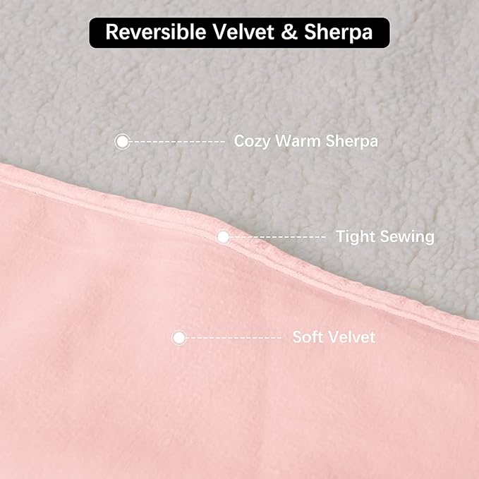 Waterproof Dog Blankets for Large Dogs, Washable Pet Blanket for Indoor Cats, Plush Sherpa Puppy Throw Furniture Protector for Bed Couch Sofa(40"x50",L,Pink)