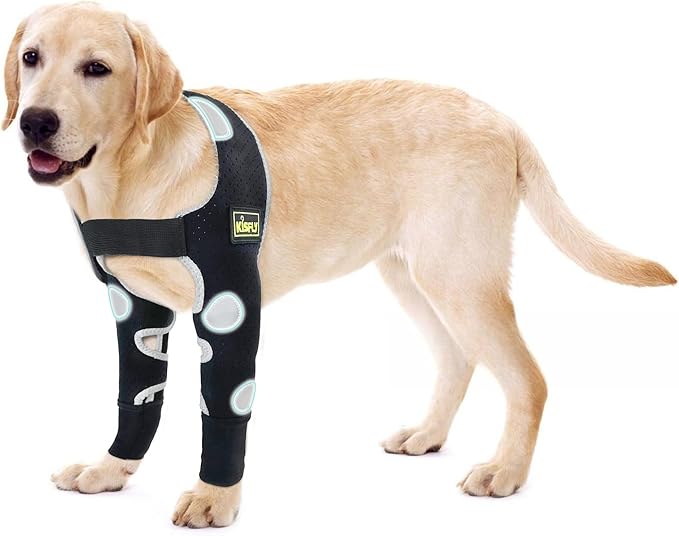 Dog Elbow Brace & Front Leg Brace for Dogs to Stop Licking – Dog Elbow Protector & Hygroma Elbow Pads for Dog, Adjustable Dog Sleeves for Front Legs, Reflective, Cone Alternative – Both Legs, S
