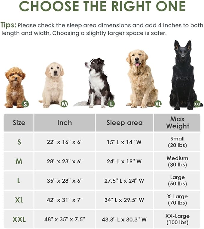 Orthopedic Dog Bed for Medium Size Dogs, Chew-Resistant Pet Sofa Bed with Egg Crate Foam, 4-Sided Bolster, Removable Washable Cover & Anti-Slip Bottom, Medium Olivine