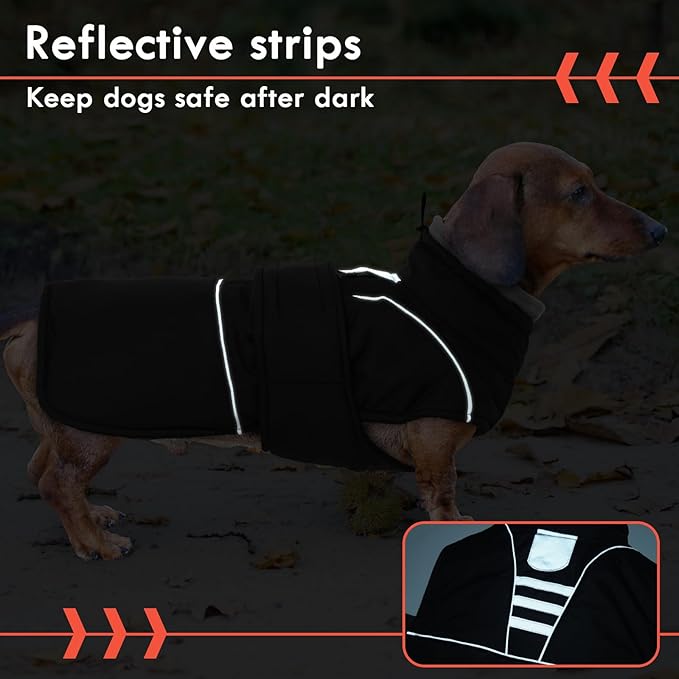 Black Dog Coat Soft Pet Sweater for Cold Weather Warm Winter Coat with Leash Hole Waterproof Dogs Jacket with Fleece Lined Thick Pets Clothes with Windproof Dog Puffer Coats for Large Dogs