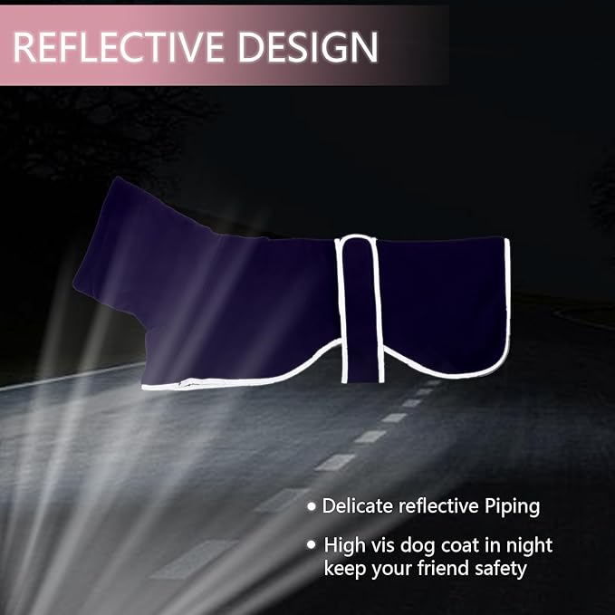 Geyecete Greyhound Cosy Fleece Jumper,Dog Winter Coat with Warm Fleece Lining,Outdoor Dog Apparel with Adjustable Bands-Purple-S