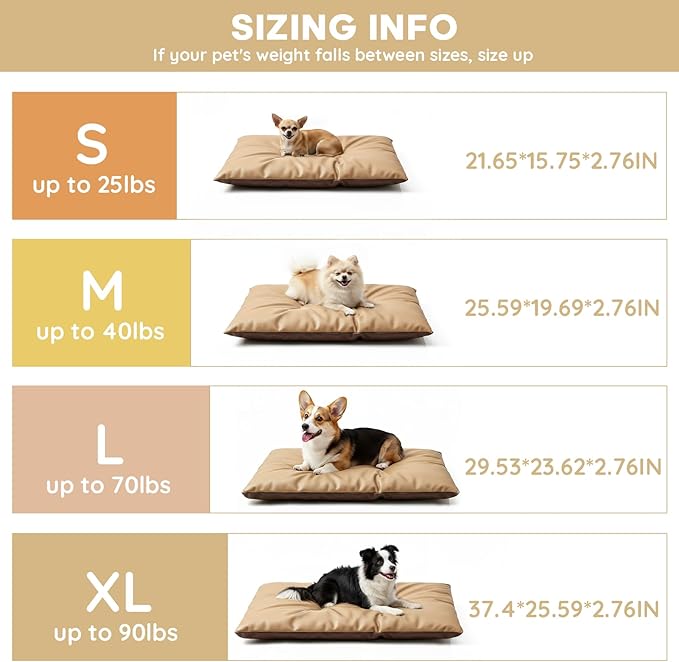 Dog Comfort Bed Mat Pet 2-Side 2-Tone Tech Fabric Bed Suitable for All Seasons, Comfortable Dog Pad for X-Large Dogs (Dark&Light Brown)