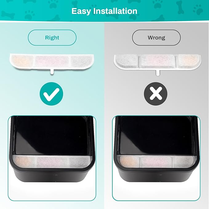 6 Packs Replacement Filters for Battery Operated Cat Water Fountain, 6 Set Pet Fountain Filter for 84oz/2.5L Wireless Cat Drinking Fountain Indoor, Stainless Steel Cordless Multi-Filtration System