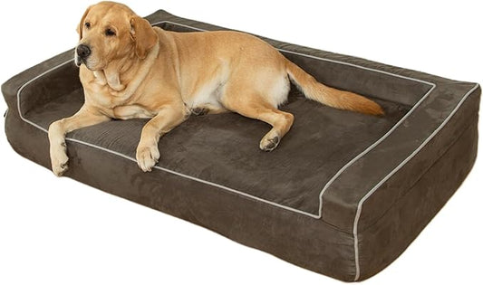 Orthopedic Foam Dog Beds for XXL Dogs Up to 160 lbs, XXL Dog Couch with Bolster, Washable Pet Bed Sofa with Removable All-Over Water-Resistant Cover & Non-Slip Bottom(XX-Large, Grey)