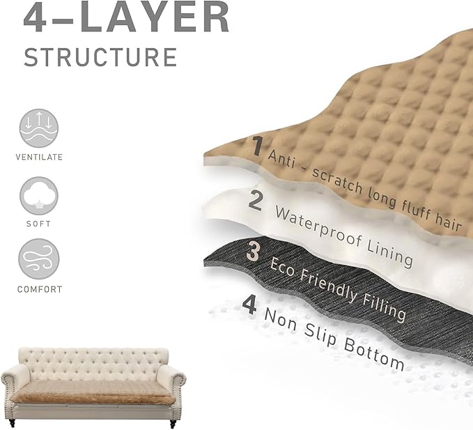 Dogs/Cats Bed Mats, Dog Pad Washable Removable Couch Cover with Anti-Slip Back, Plush Long Fur Mat, Perfect for Small, Medium and Large Dogs.(Light Brown-Bubble, 30"x80")