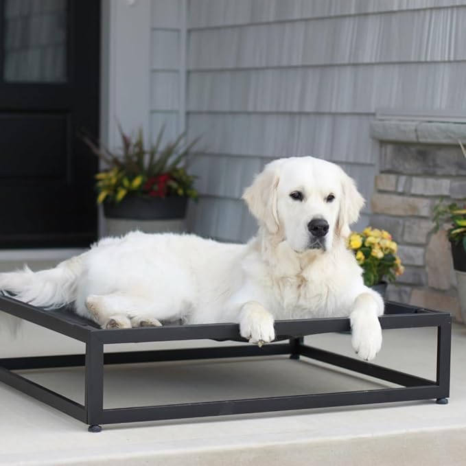 FUZI Luxury Up Pup Elevated Dog Bed, Premium Indoor & Outdoor Raised Pet Bed, Chew-Proof & Durable, Breathable Design for Comfort & Support, Dog Cot Medium 32x24x8 Black
