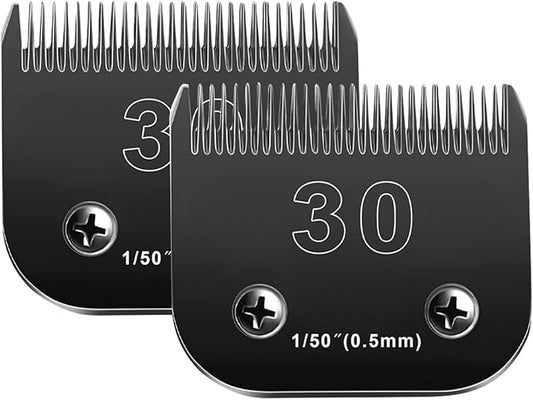 Audoc 30 Blades Dog Grooming Blades Compatible with Andis/Oster A5/Wahl KM-10 Series Dog Clippers,Detachable Dog Clipper Replacement Blades,Black,(30#/2PCS)