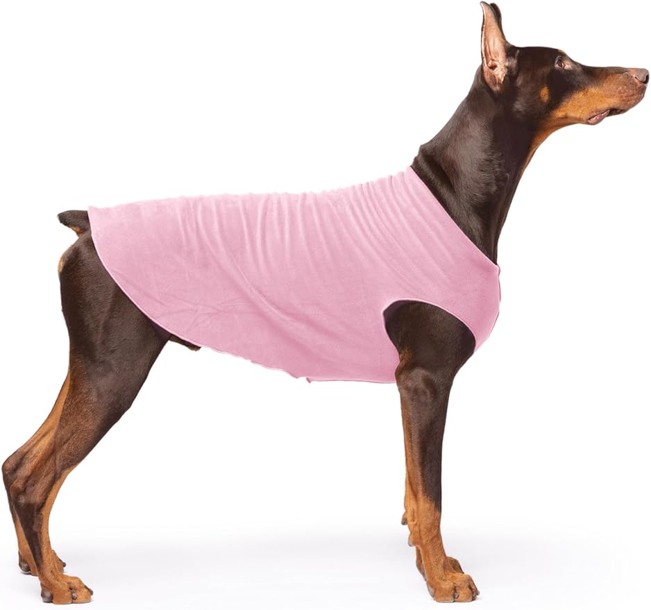 Goldpaw Stretchy Fleece Jacket for Small Dogs - Super Soft, Warm Dog Sweater - Pet Sweater Vest for Fall and Winter - Canine Clothes Made in The USA - Machine Washable - Rose - Size 24