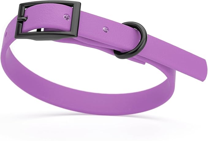Dogline Biothane Coated Webbing Dog Collar with Black Metal Hardware: Durable Easy-Clean Everyday Collar for Dogs - Comfortable Adjustable Odor-Resistant Pet Collar, W1/2" x L9-12, Amethyst Purple