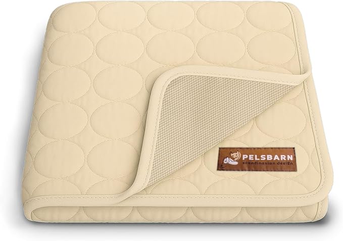 Pelsbarn Dog Cooling Mat- Ice Silk Summer Comfort, Self Cooling, Non-Slip Dog Pad, Durable & Washable, Mat for Large Dogs 25" x 37", Support Shelter Dogs with Every Purchase (Beige)