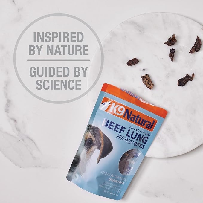K9 Natural, Freeze-Dried Single Ingredient Dog Treats, High-Value, Low-Calorie Protein Bites for Active Dogs, Healthy Dog Training Treats, Grain-Free Reward, Lamb Lung, 1.76oz (Pack of 2)