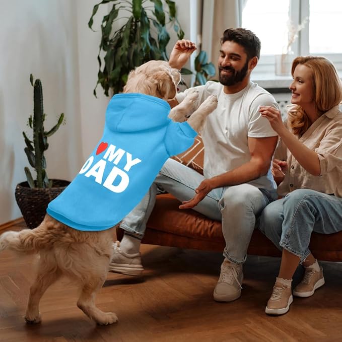 GreenJoy Dog Sweater Dog Hoodie Cold Weather Dog Coat Hooded Sweatshirt for Puppies,Cats, Small Medium Large Dogs (Blue(I Love My Dad), XX-Large)