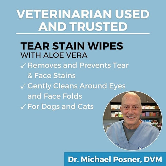 Nootie Tear Stain Wipes for Dogs & Cats, Gently Remove and Prevent Tear Stains with Aloe Vera, 60 Count