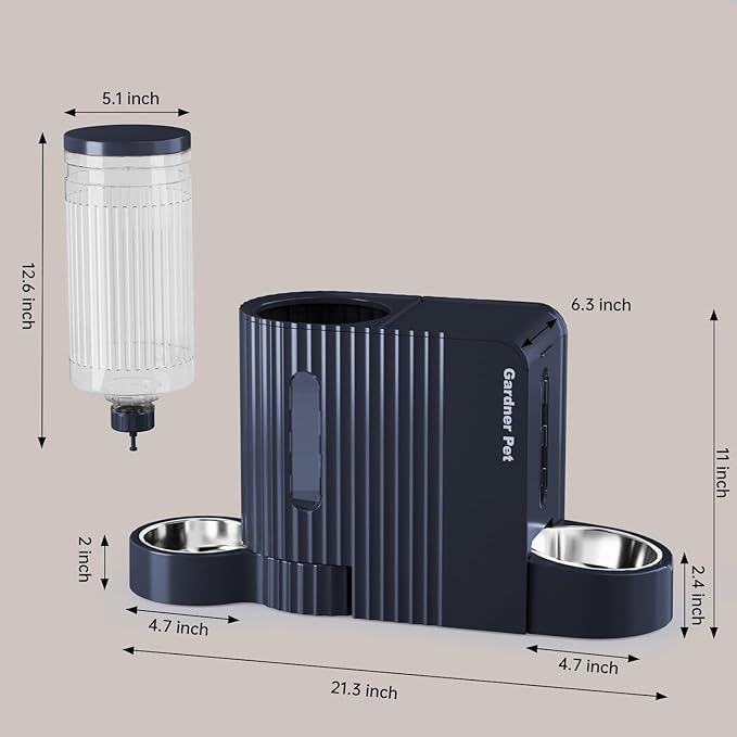 Gardner Pet Automatic Gravity Cat Food Feeder and Water Dispenser Stainless Steel Two-in-One Set Large Capacity Dispenser for Pets Dogs, Puppies, Kittens-(0.8 Gallons x 2)