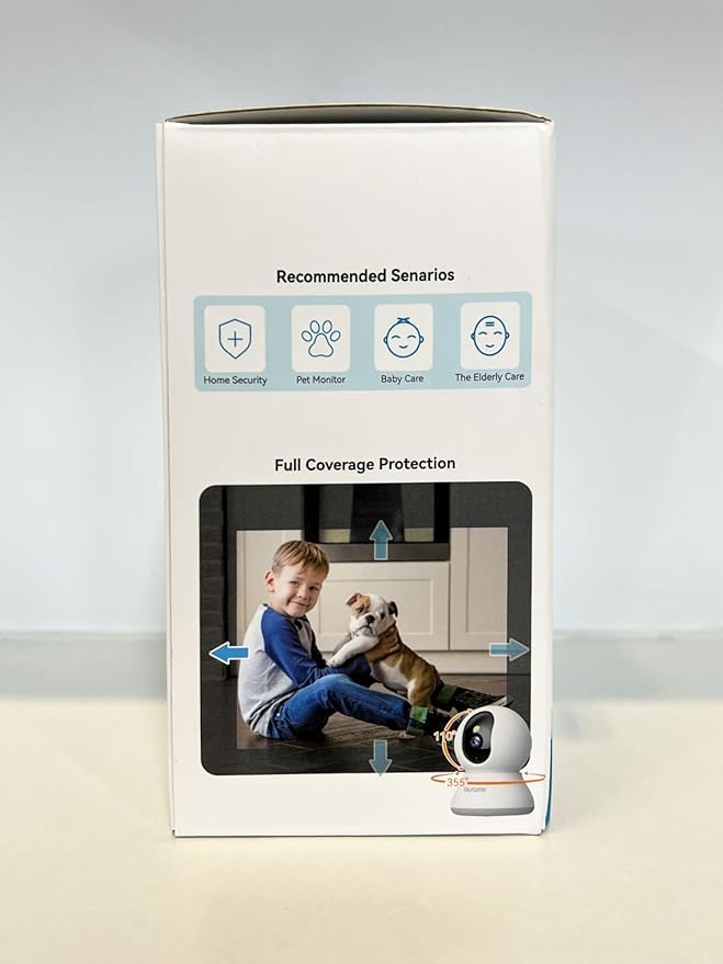 blurams Security Camera 2K, Baby Monitor Dog Camera 360-degree for Home Security w/Smart Motion Tracking, Phone App, IR Night Vision, Siren, Works with Alexa & Google Assistant & IFTTT, 2-Way Audio