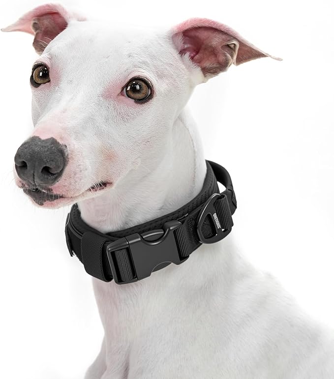 OneTigris Dog Collar for Small Dogs, Soft Padded and Adjustable, Wide Heavy Duty Pet Collars with Durable UTX Buckle for Walking(Black, S)