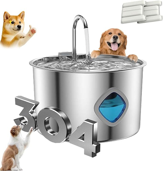 Vetiflow Dog Bowl, Dog Water Fountain, Quad-Purification System with Continuous Circulating Water Flow, Quiet Operation with a Large 3.2-Liter Capacity, Suitable for Dogs/Cats (+2 Filter Element)