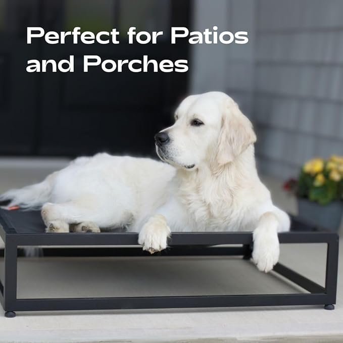 FUZI Up Pup Extra Large Elevated Dog Bed, Strong Indoor/Outdoor Raised Bed for Dogs, Chew-Proof & Durable, Breathable Design, XL Dog Cot, Extra Large Pet Bed, 45x30x9 Black