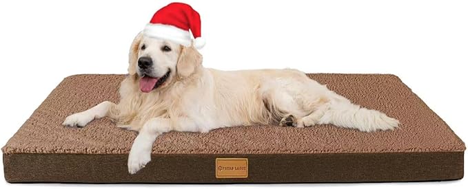 Patas Lague Orthopedic XL Dog Bed Large Sized Dog 48''X30'', Soft Waterproof Egg Crate Foam Large Pet Crate Beds Mat with Removable Washable Cover and Non-Slip Bottom, Brown