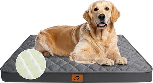 Orthopedic Dog Bed for XL Large Sized Dogs - Egg Crate Foam Pet Bed with Waterproof & Machine Washable & Non-Slip Bottom, Ideal Dog Beds for Crate and Indoor Use, 41x27 Inch, Dark Grey
