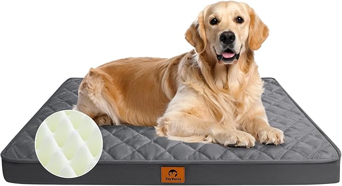 Orthopedic Dog Bed for XXL Large Sized Dogs - Egg Crate Foam Pet Bed with Waterproof & Machine Washable & Non-Slip Bottom, Ideal Dog Beds for Crate and Indoor Use, 47x29 Inch, Dark Grey