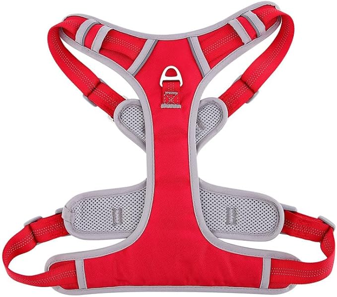 Adjustable Dog Harness - No Pull, Reflective, Soft Padded for Small, Medium, Large Dogs - Includes Leash Red S