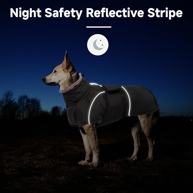 Dog Winter Coat for Small to Large Dogs(XS-XXXL)– Waterproof Windproof Fleece Lined Jacket with Reflective Trim,Pet Vest with Adjustable Buckles, Machine Washable Grey 2XL