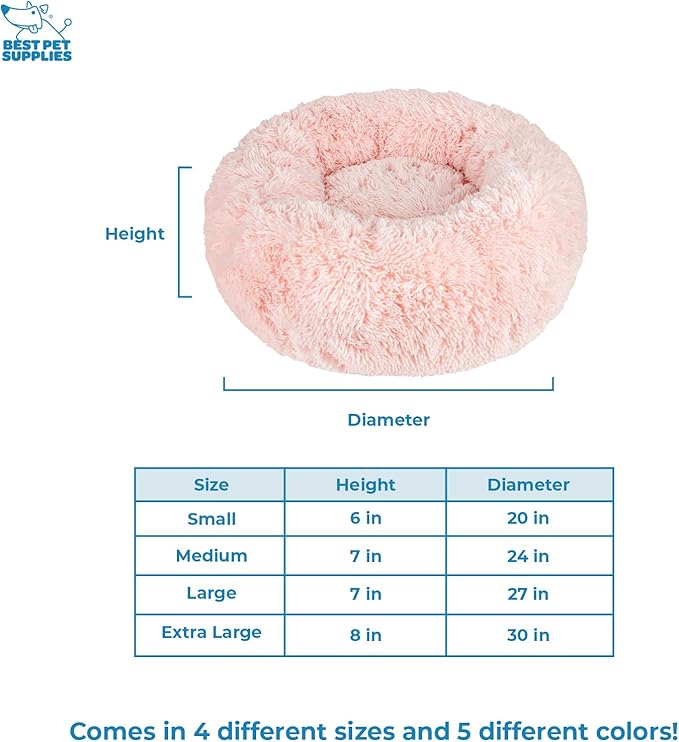 Best Pet Supplies Dog House Bed Crate Mat Tent Indoor Round Soft Plush for Small, Medium, and Large Breeds - Pink, 30 x 30 x 8