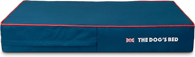 The Dog's Bed Replacement Outer Cover ONLY (Outer Cover ONLY - NO Bed, NO Waterproof Inner) for The Dog's Bed, Washable Oxford Fabric, Medium 4 Inches (Blue with Red Piping UK Flag)