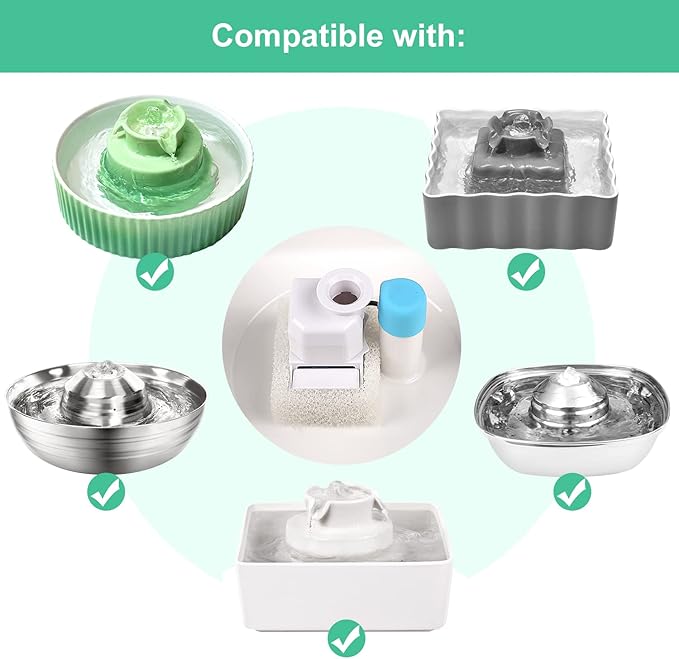 16 Pack Replacement Filters for 360° CupCake Ceramic Pet Fountain, GISOFIK Cat Water Fountain Filter, Triple Filtration Pet Fountain Filter, Ceramic Cat Fountain Filters with 4 Foam Sponges