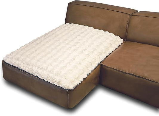 Dogs/Cats Bed Mats, Dog Pad Washable Removable Couch Cover with Anti-Slip Back, Plush Long Fur Mat, Perfect for Small, Medium and Large Dogs.(White-Bubble, 40"x50")