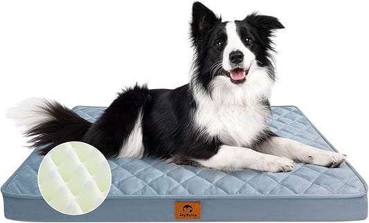 Orthopedic Dog Bed for Medium and Large Sized Dogs - Egg Crate Foam, Machine Washable & Waterproof & Non-Slip Bottom, Ideal Dog Beds for Crate and Indoor Use, 35x22 Inch, Pale Blue Gray