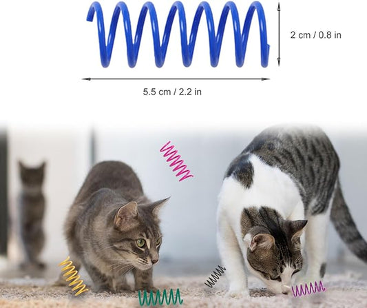 Kitys Fatch 24PCS 12Colors Cat Spring Toys for Indoor Cats, Interactive Coil Springs for Self Play, Durable Heavy Plastic Cat Spiral Spring, Hunting, Biting, Swatting Creative Kitten Toy.