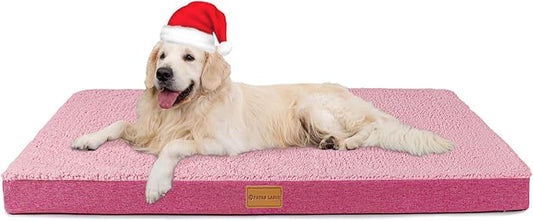 Patas Lague Orthopedic XL Dog Bed Large Sized Dog 42''X28'', Soft Waterproof Egg Crate Foam Large Pet Crate Beds Mat with Removable Washable Cover and Non-Slip Bottom, Hot Pink