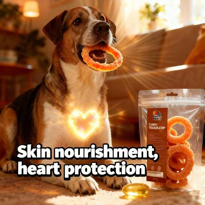 TailParty Turkey Tendons for Dogs with Fish Oil & Taurine: 1 lb Dog Healthy Treats, All Natural Dental Chew Rings, Long-Lasting Training-Reward Snacks for Health-Conscious Pet Owners